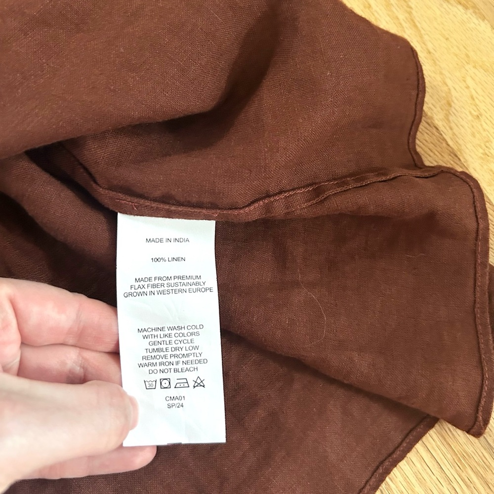 QUINCE european linen smocked midi dress chocolate brown nap dress size XL - Picture 11 of 15